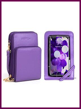 RFID Blocking Touch Screen Crossbody Bag Faux Leather Handbag Cellphone Purse